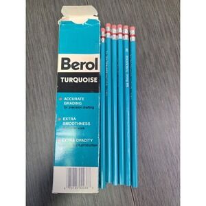 Berol Turquoise Quality Drawing Pencils with Erasers (6) 1375 2B Vintage New